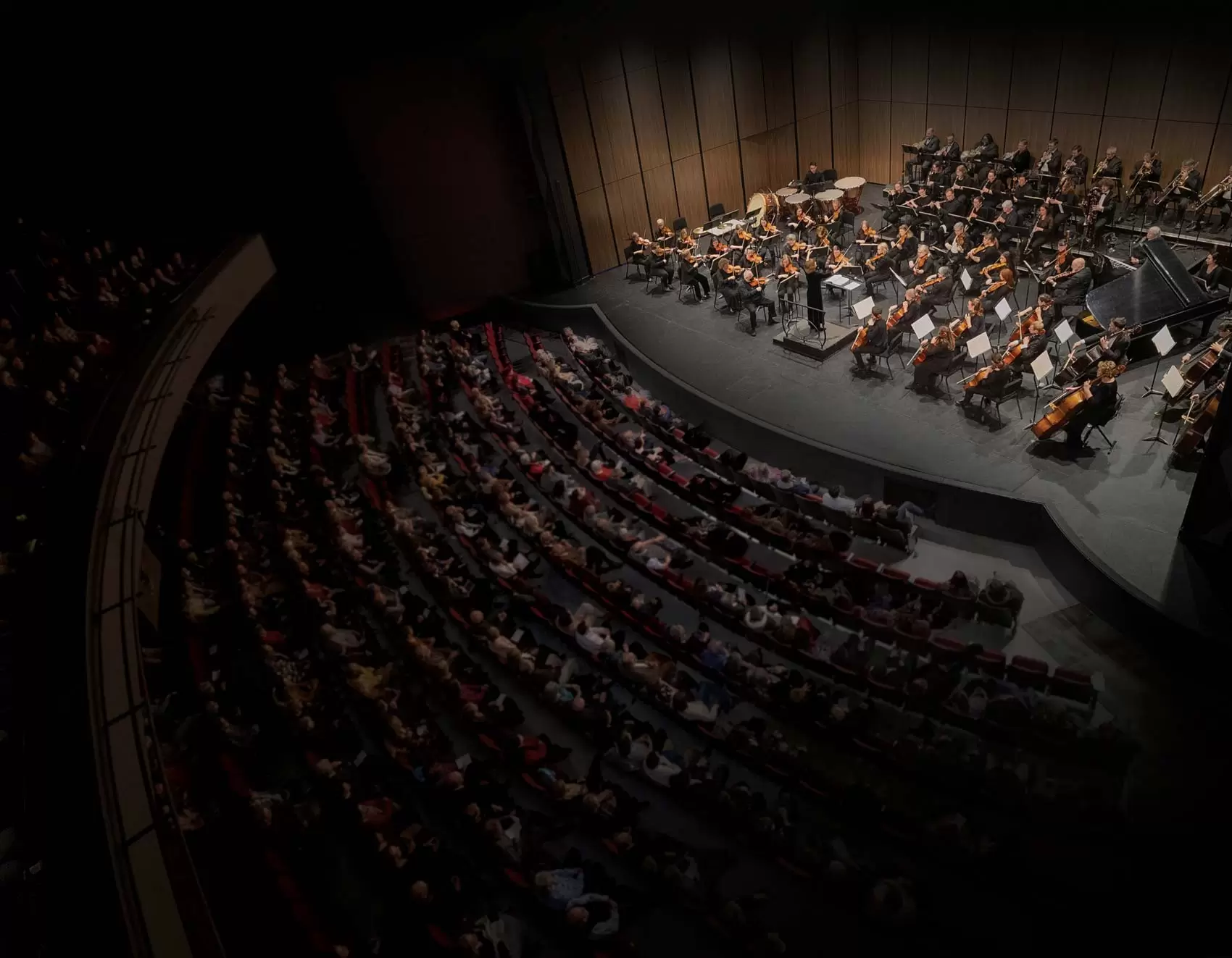 Billings Symphony orchestra performing to a full concert hall