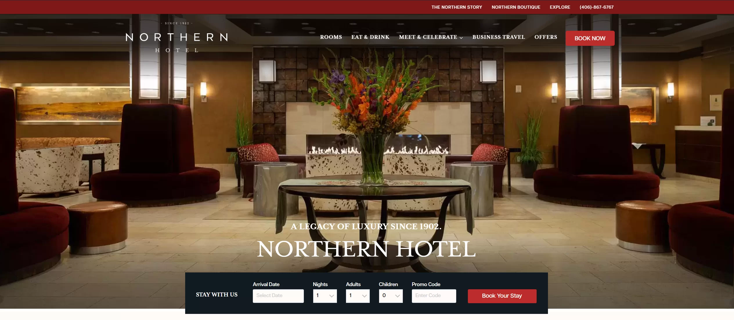 Northern Hotel website designed and built by Let's Canoe