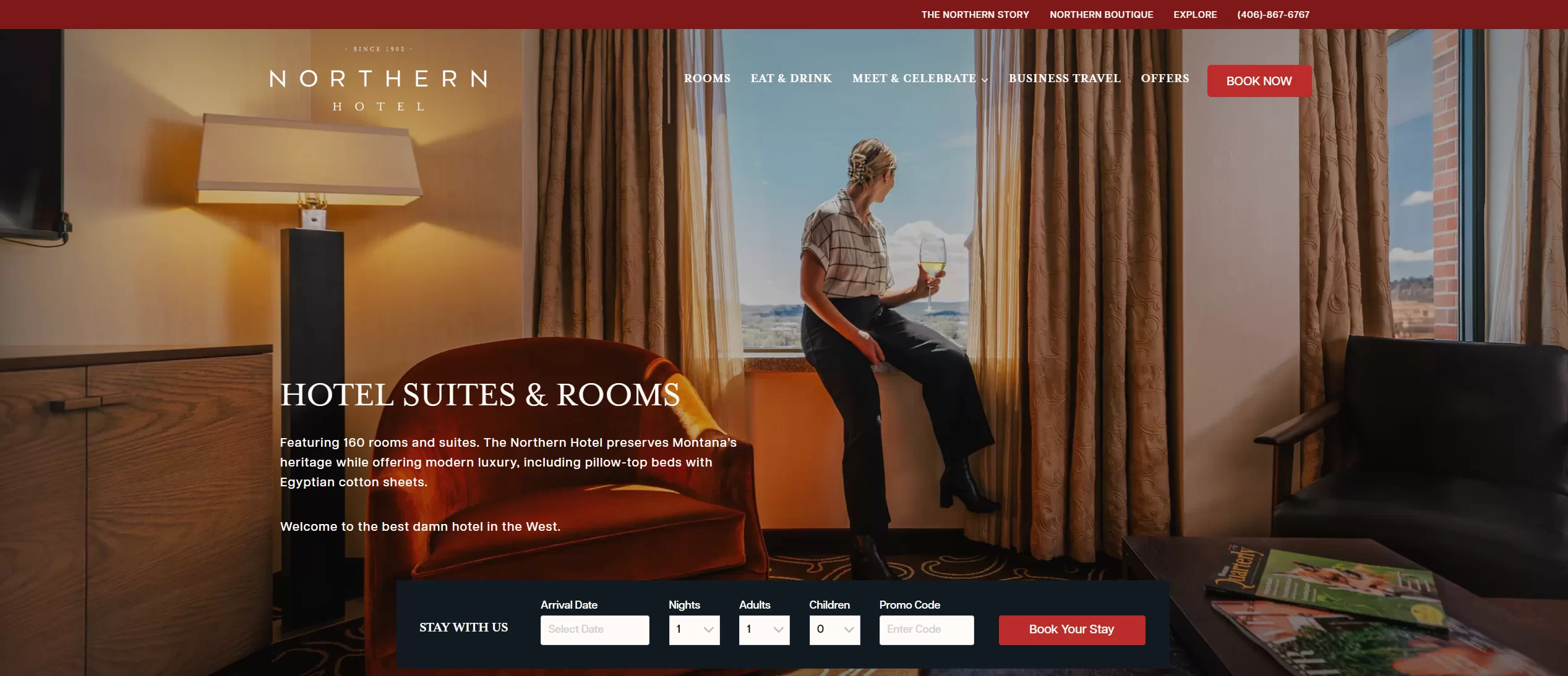 Northern Hotel website designed and built by Let's Canoe