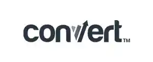 Convert logo on white background with a stylized V in the lettering
