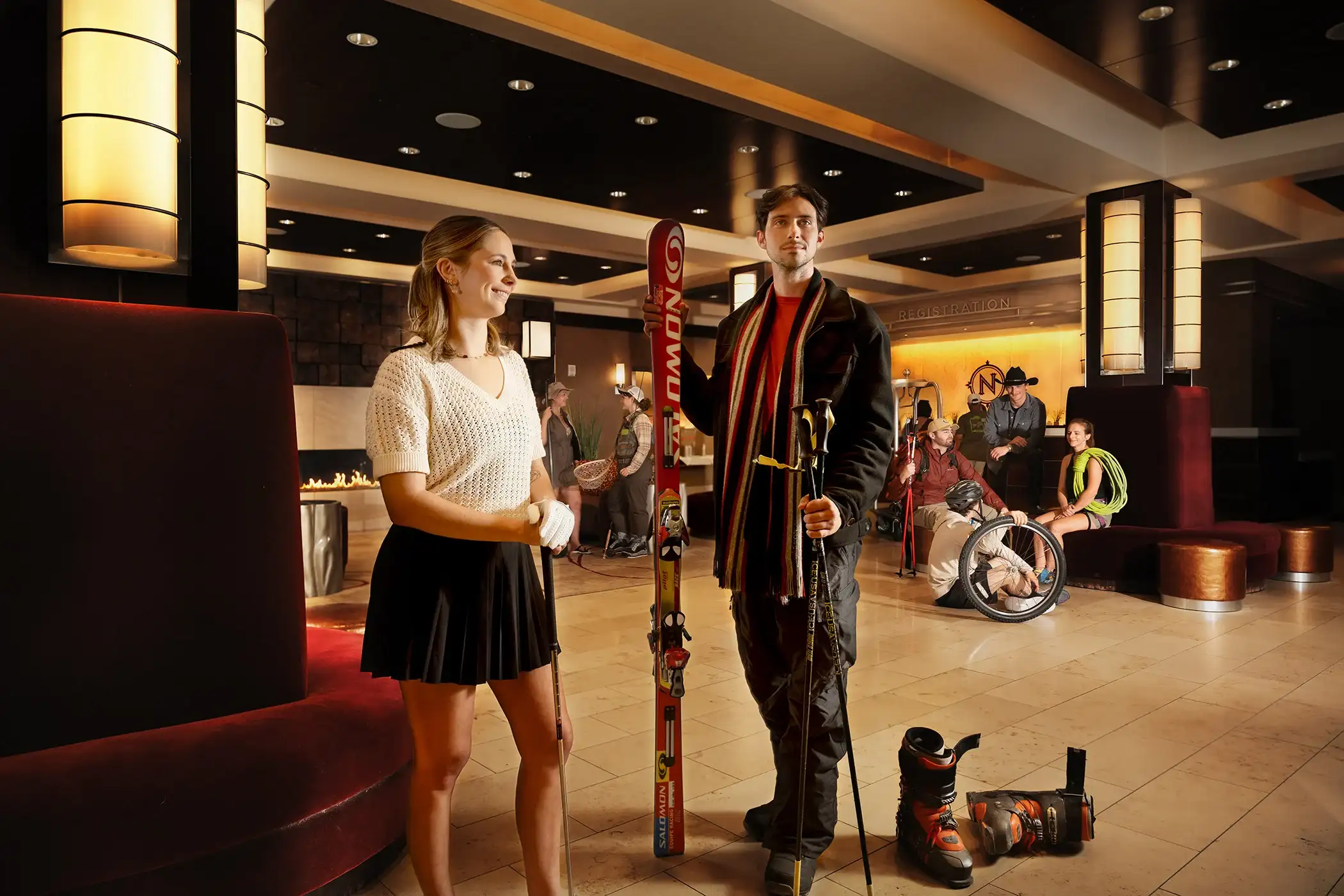 Northern Hotel brand campaign photo in the hotel lobby